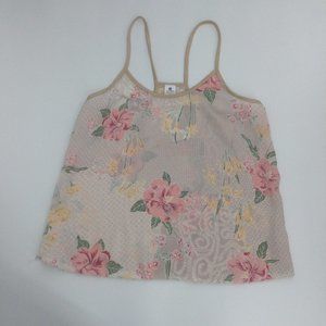 Cozy Rozy California Pink Camisole Size Medium Floral Pajama Top Sleep Beige NEW